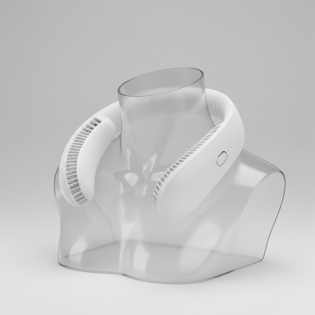 Wearable Bladeless Neck Fan in White